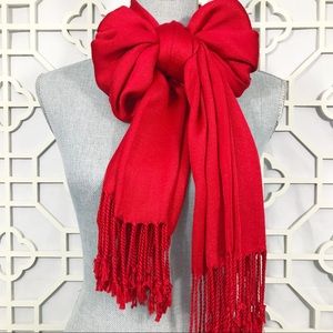 Red Twisted Tassel Hem Scarf